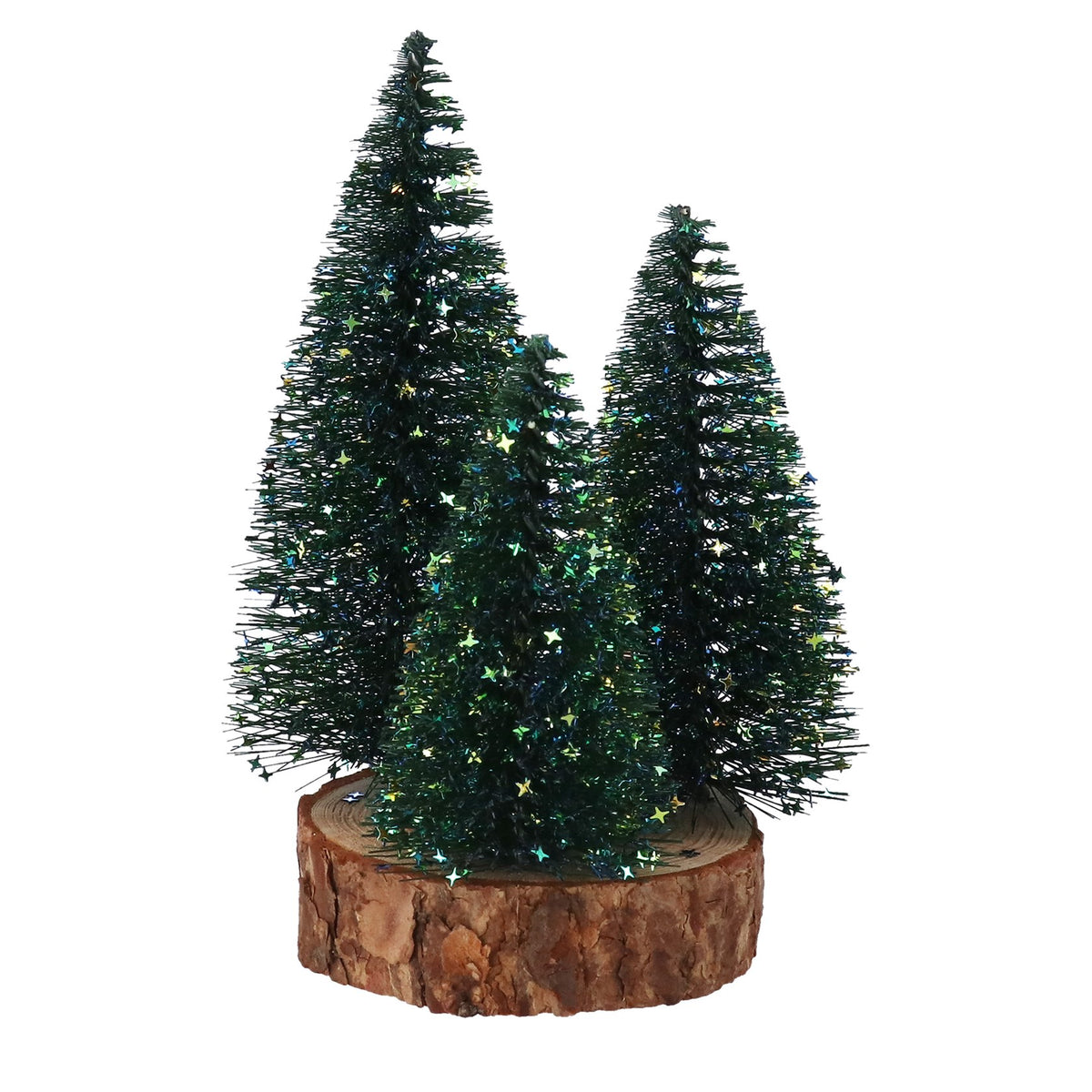Bristle Tree Trio 19cm Green With Stars