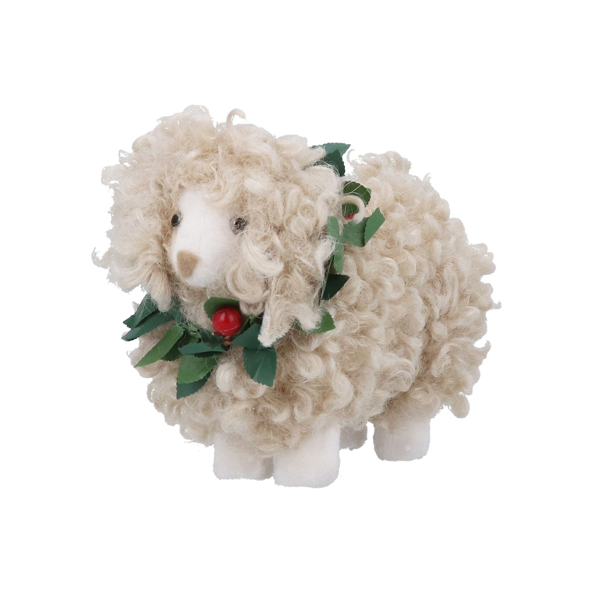 Sheep with Wreath Fabric Ornament 14cm