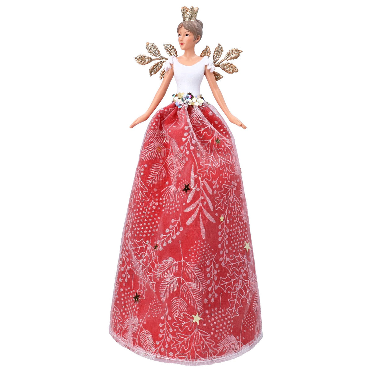 Resin Fabric Fairy Tree Topper White/Red Large