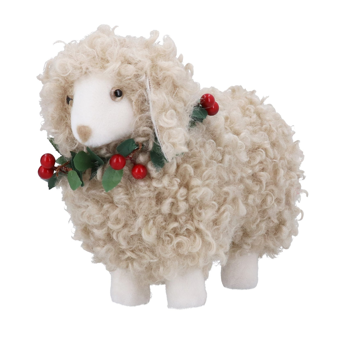 Fabric Ornament 20cm Sheep With Wreath