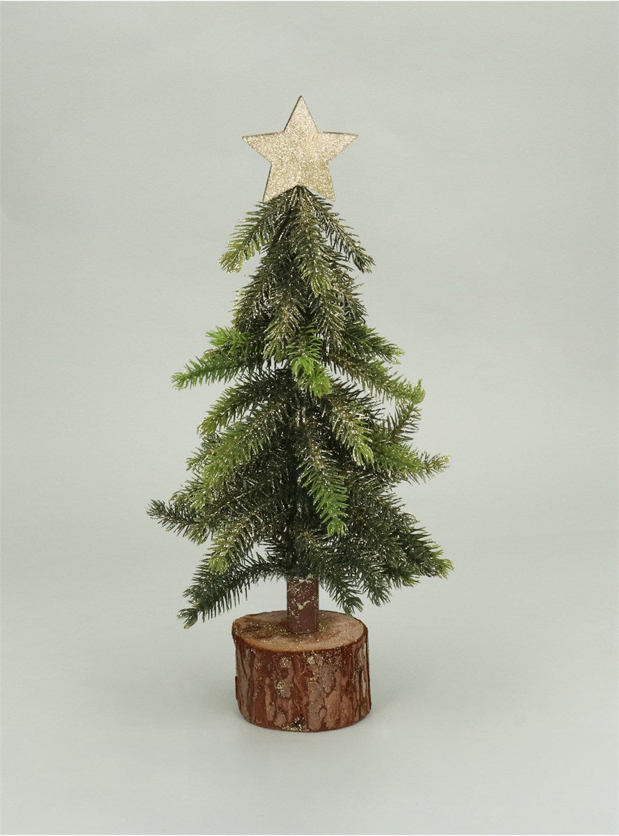 Bristle Tree - On Log with Star | 30cm