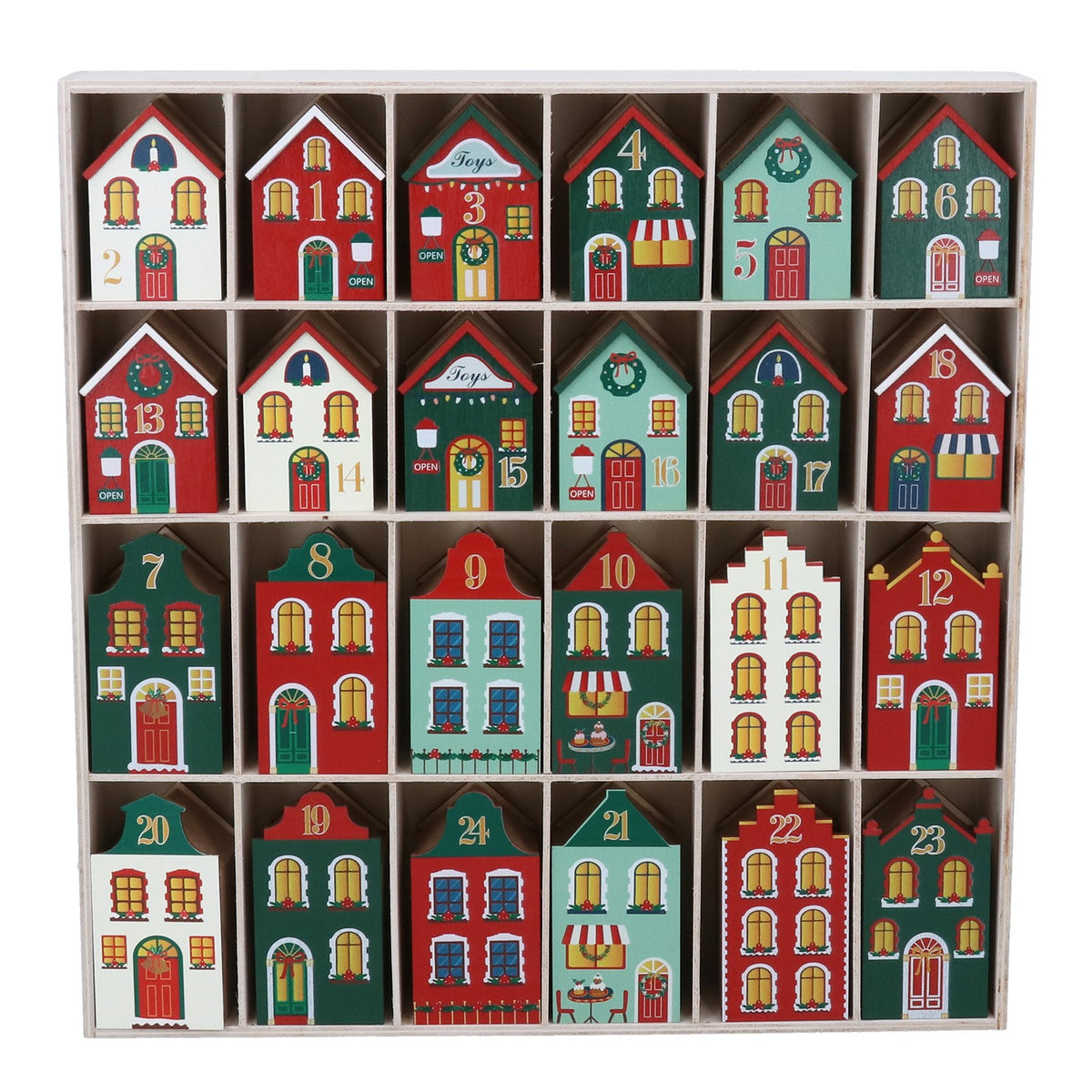 Wooden Advent Calendar Dutch House Village