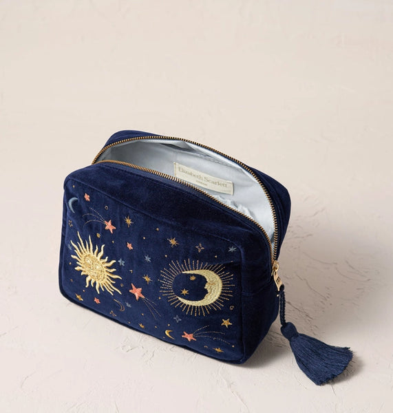 Elizabeth Scarlett | Celestial Wash Bag | Navy Velvet