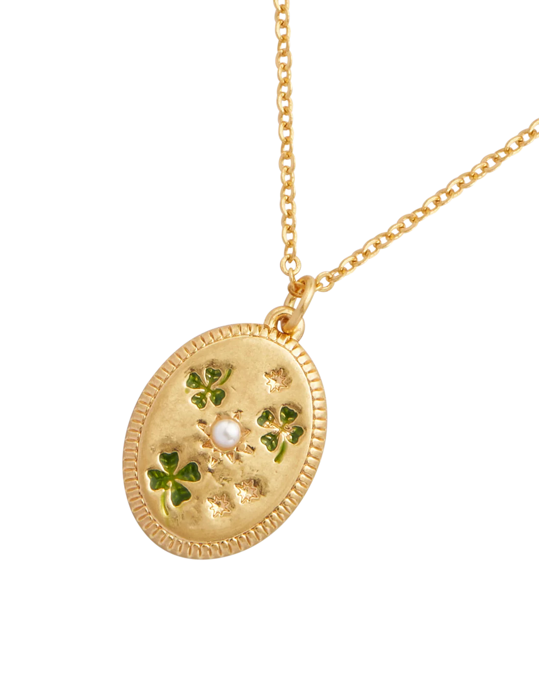 Four Leaf Clover & Pearl Necklace