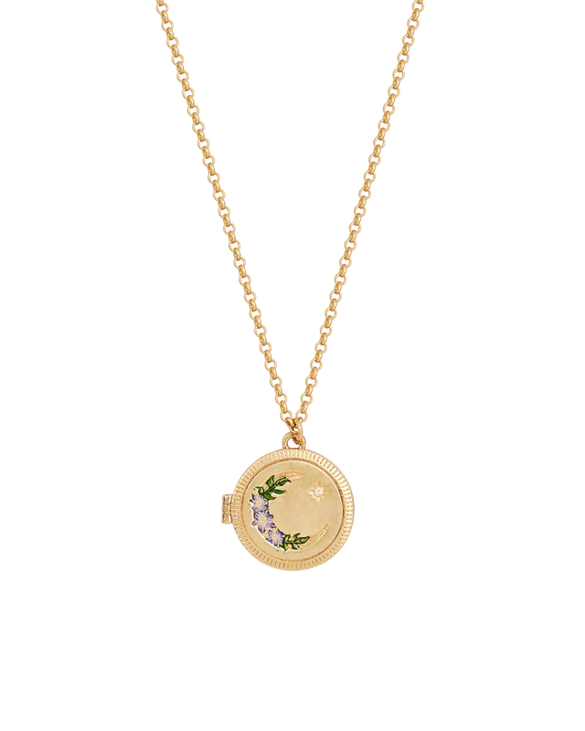 Nightshade Moon Locket Necklace|Gold