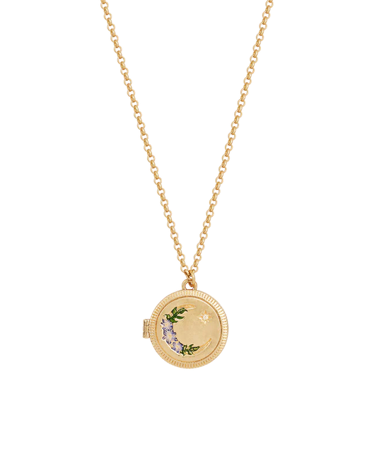 Nightshade Moon Locket Necklace|Gold