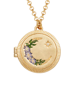Nightshade Moon Locket Necklace|Gold