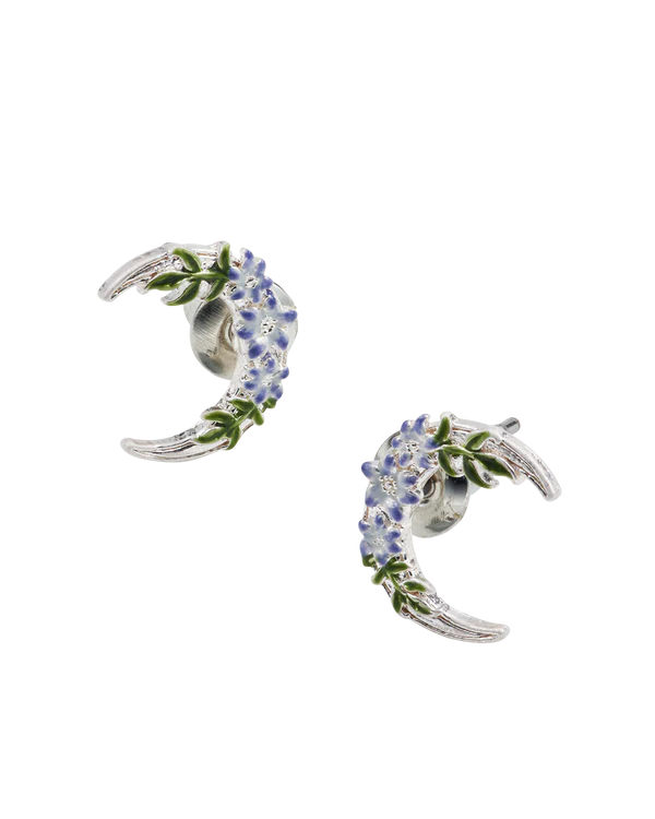 Nightshade Moon Stud Earrings | Silver