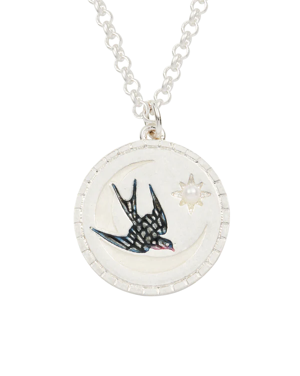 Swallow Spirit Guide Pendant Necklace | Silver