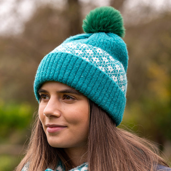 Jade Green Scandi Floral Panel Hat