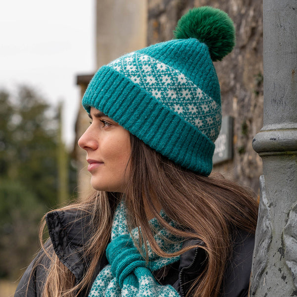 Jade Green Scandi Floral Panel Hat