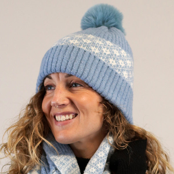 Baby Blue Scandi Floral Panel Hat