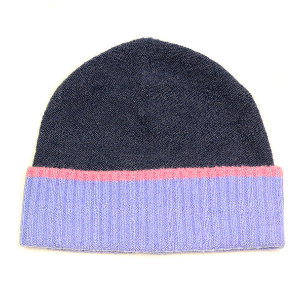 Blue Beanie With Contrast Edge