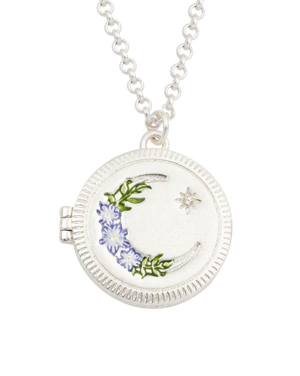 Nightshade Moon Locket Necklace | Silver