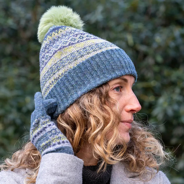 Denim/Soft Green Fairisle Recycled Poly