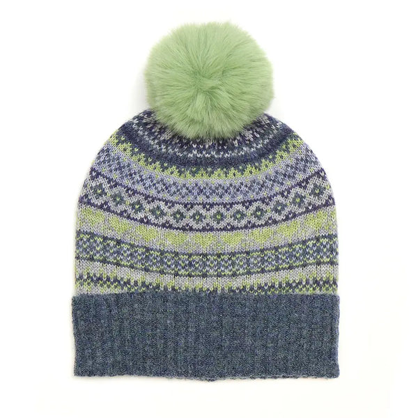 Denim/Soft Green Fairisle Recycled Poly