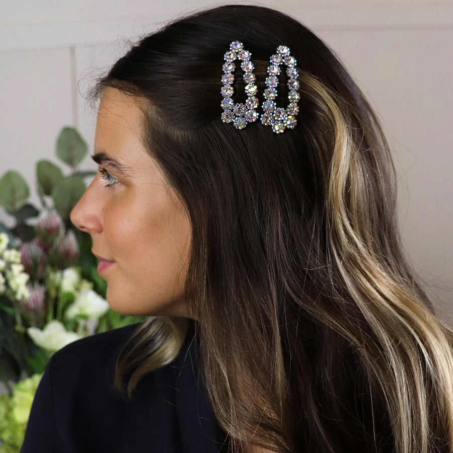 Clear Crystal Embellished Snap Hair Slides