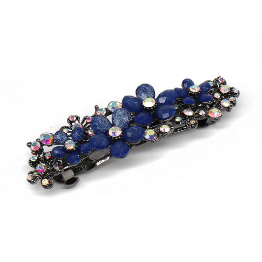 Blue Crystal Embellished Floral Hair Slide