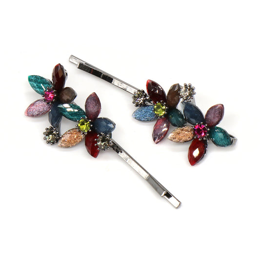 Multi Colour Floral Hair Slides 2 Pk