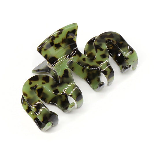 Olive Green Wave Acrylic Claw Clip