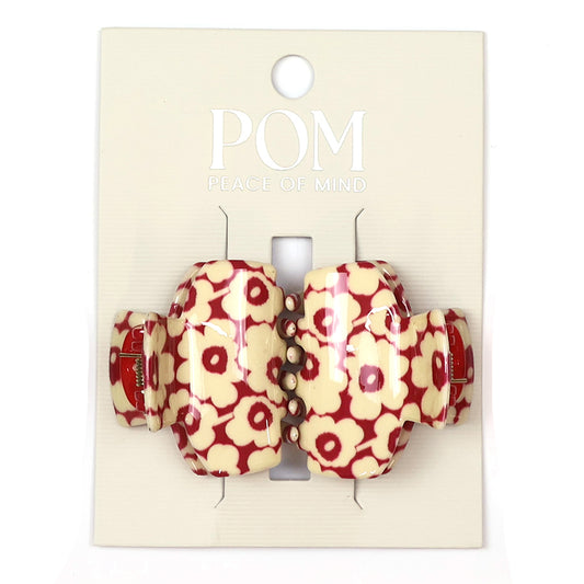 Pink Retro Flower Small Claw Clips 2Pk