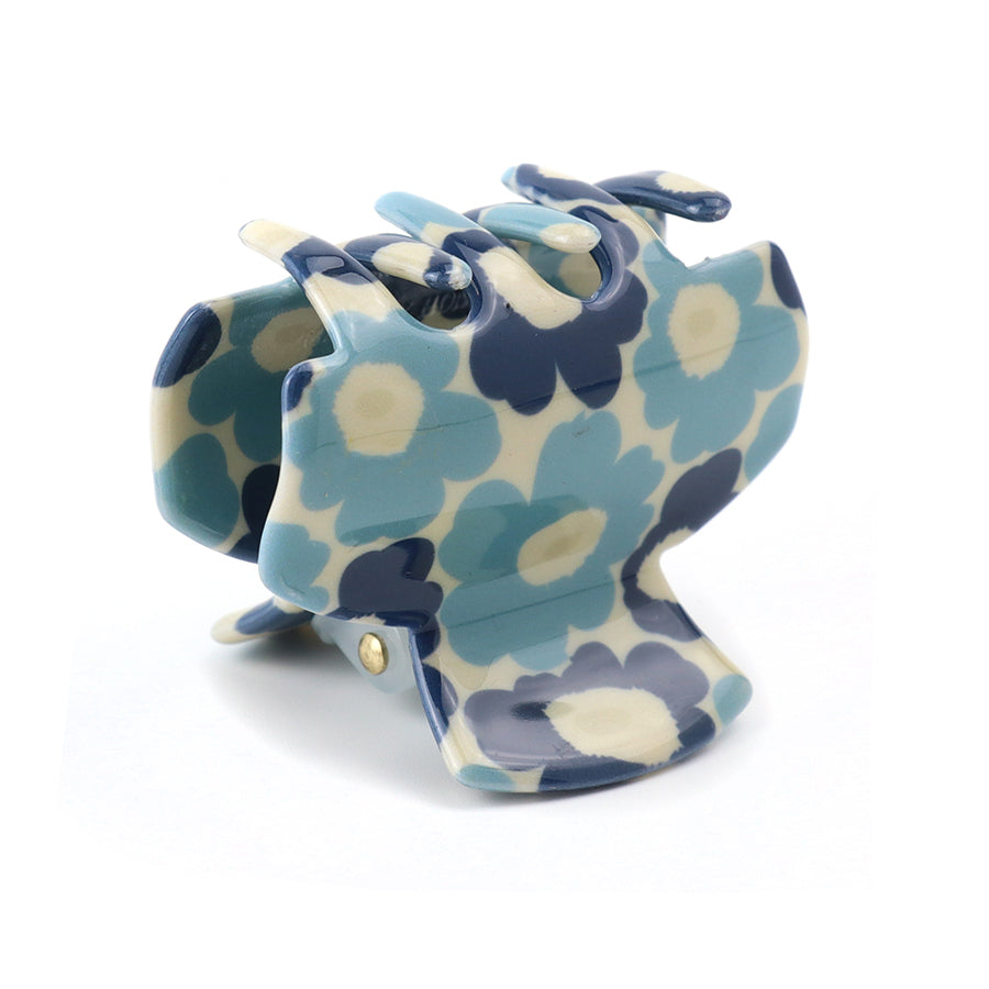 Blue Retro Flower Small Claw Clips 2Pk