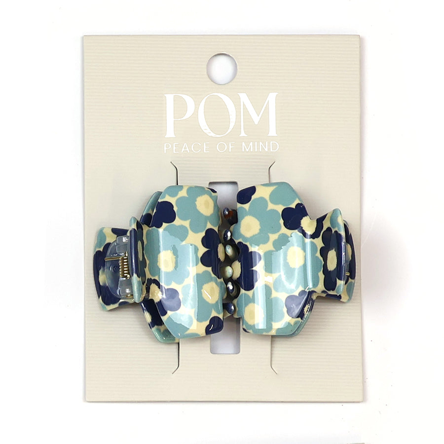 Blue Retro Flower Small Claw Clips 2Pk