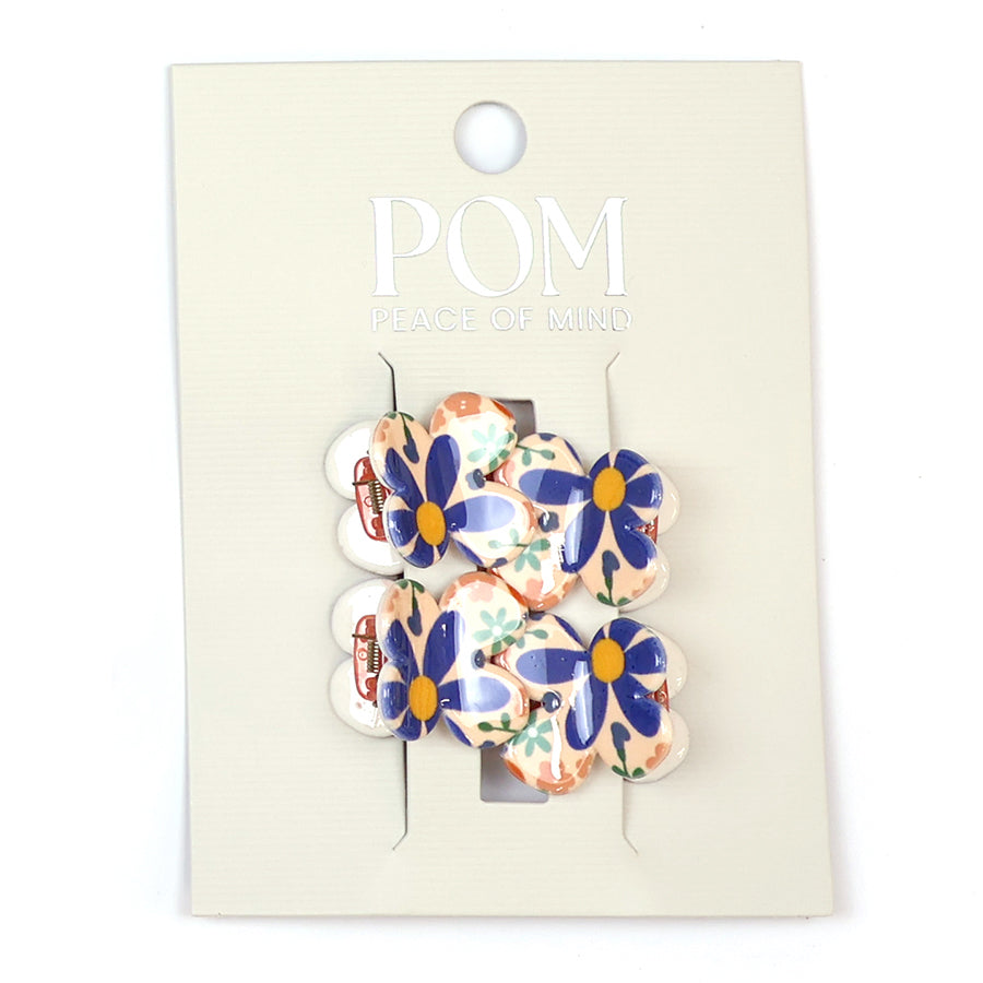 Orange Floral Mini Clips