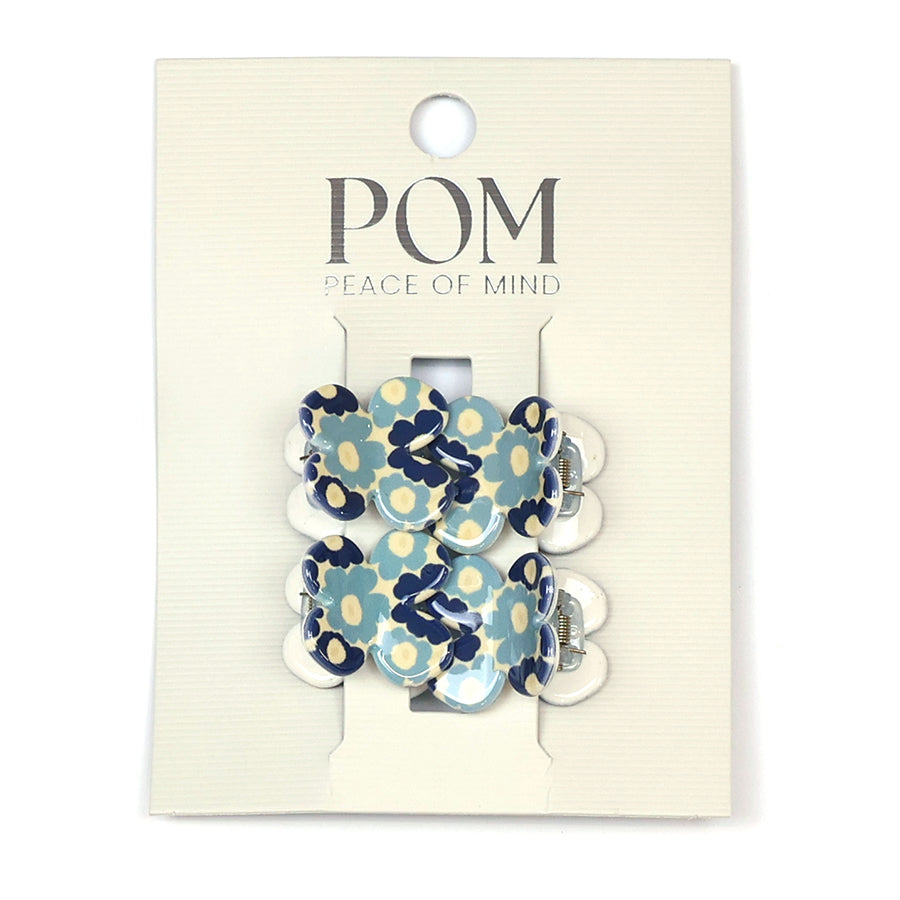 Blue Retro Floral Mini Clips