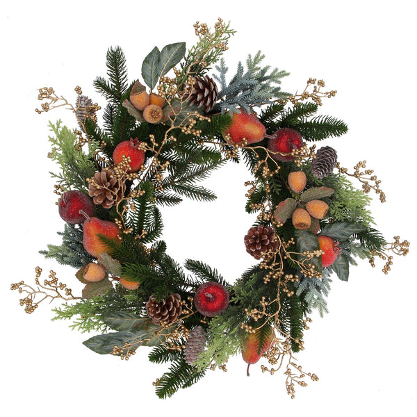 Wreath | Beaded Fruit, Fir & Gold Berry | 55cm