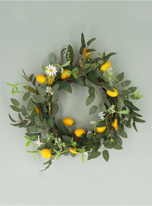 Lemon|Daisy|Leaf Wreath