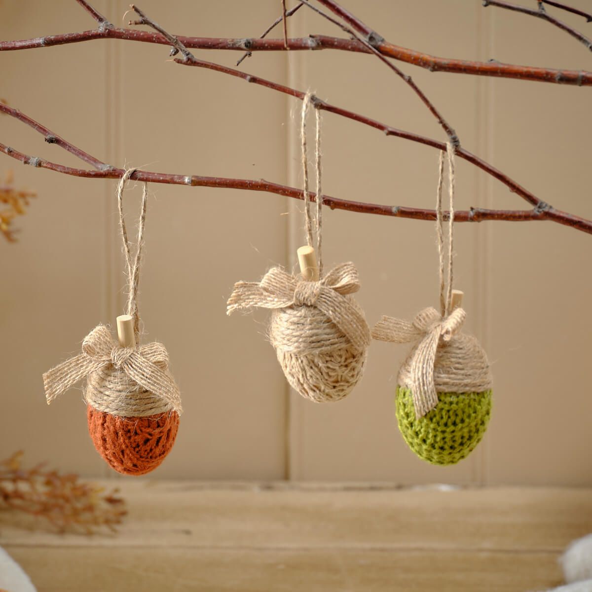 Harvest Pumpkin Knitted Hanging Acorn