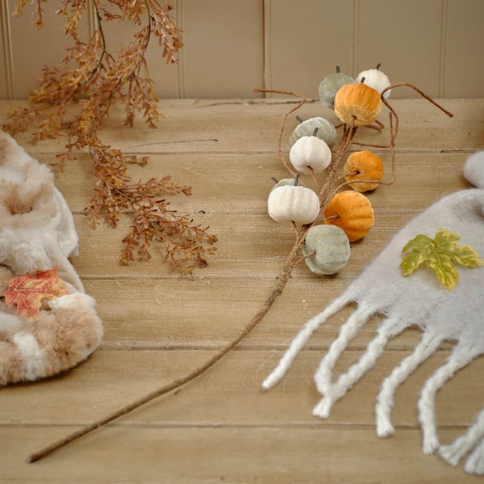 Harvest Pumpkin Velvet Pumpkin Fabric Branch