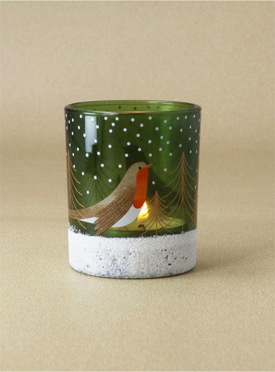 Robin Green Glass Mini Tealight