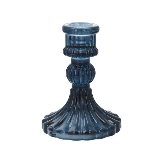 Navy Glass Classic Candlestick