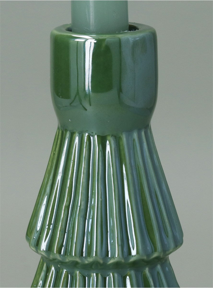 Green Ceramic Christmas Tree Candlestick