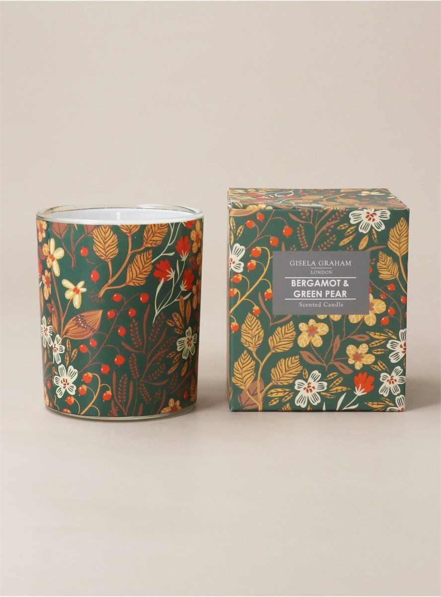 Teal Floral Scented Boxed Candle Pot