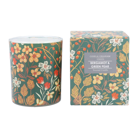 Teal Floral Scented Boxed Candle Pot
