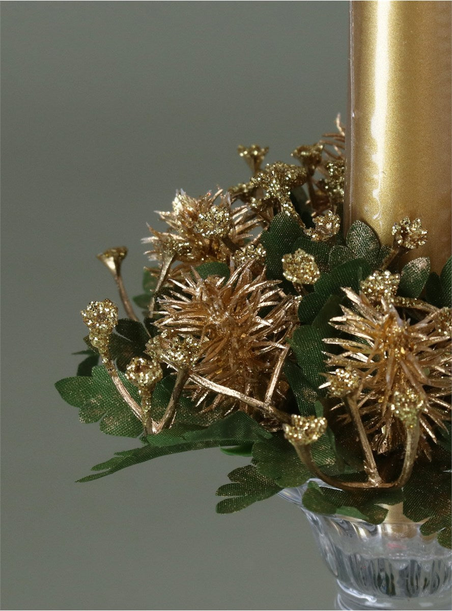 Candle Ring | Gold Sparkle Cone & Leaf