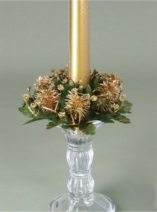 Candle Ring | Gold Sparkle Cone & Leaf