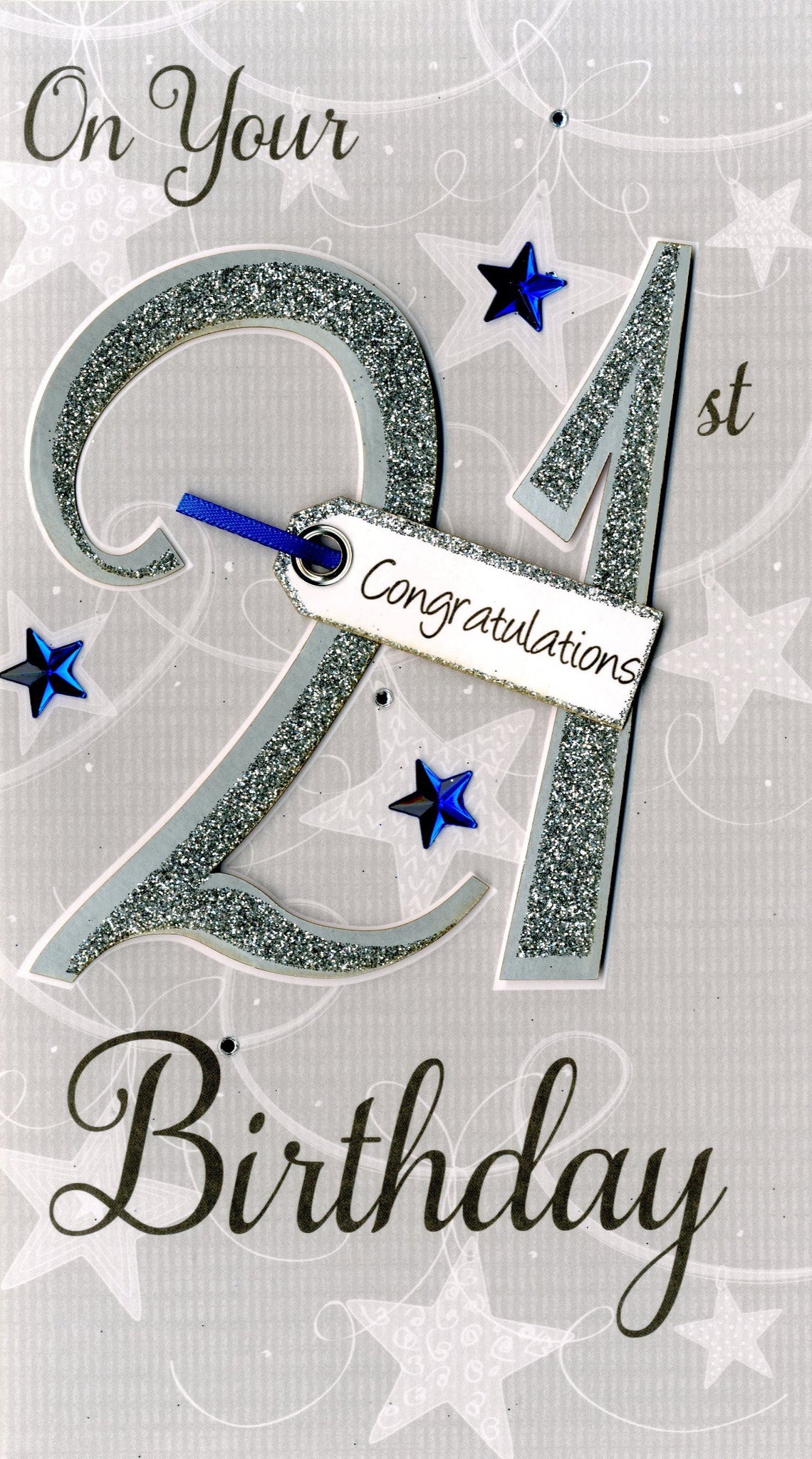 Champagne Cards | 21st Birthday Card | Silver