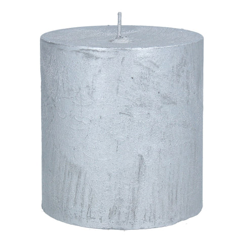 Silver pillar candle lge