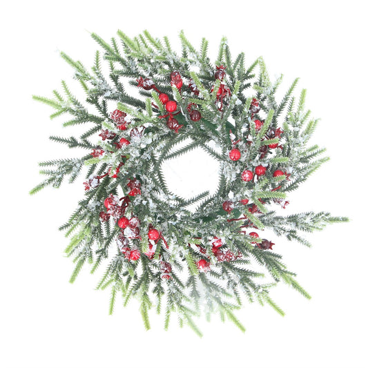 Snowy Fir/Red Berry Candlering Lge