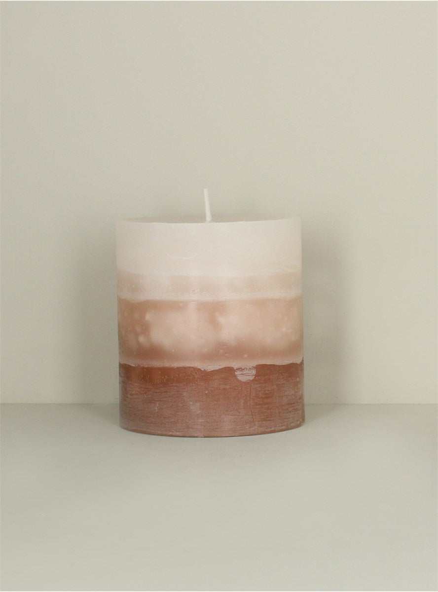 Natutral stripe pillar candle