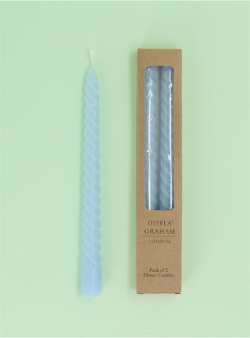 Box of 2 Twist Taper Candle - Pastel Blue
