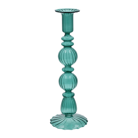 Turquoise Double Ball Glass Candle Stick