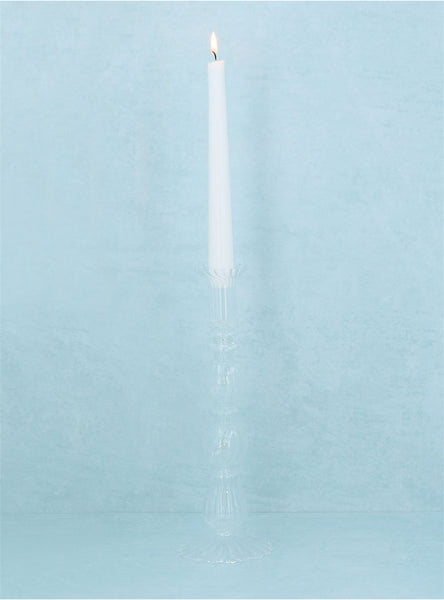 Clear Double Ball Glass Candle Stick