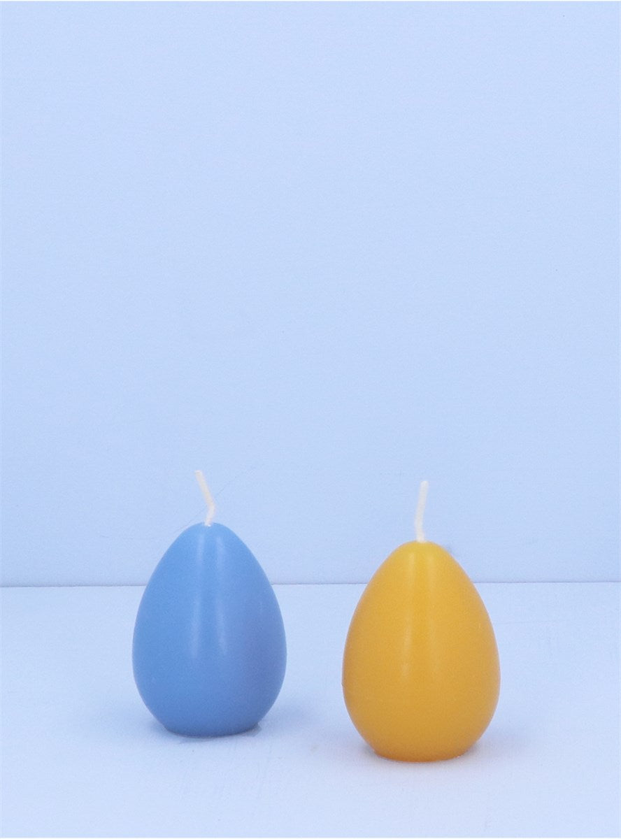 Egg Shaped Candle | Blue/Ochre