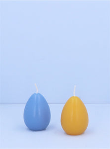 Egg Shaped Candle | Blue/Ochre