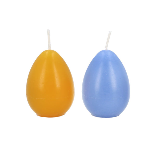 Egg Shaped Candle | Blue/Ochre